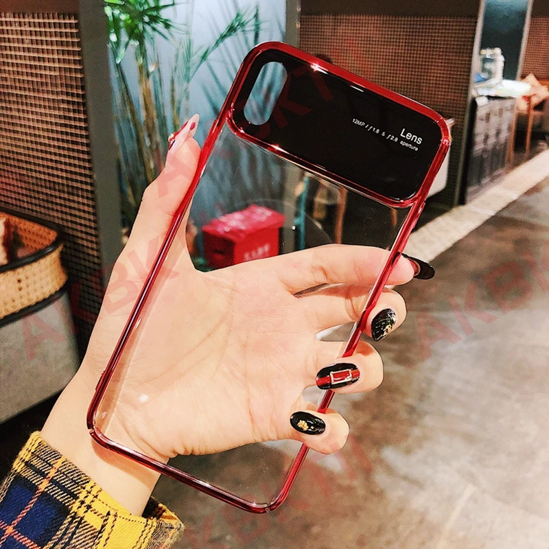AKBKTII роскошный стеклянный чехол для iPhone XS Чехлы MAX XR ультра тонкий PC Прозрачный