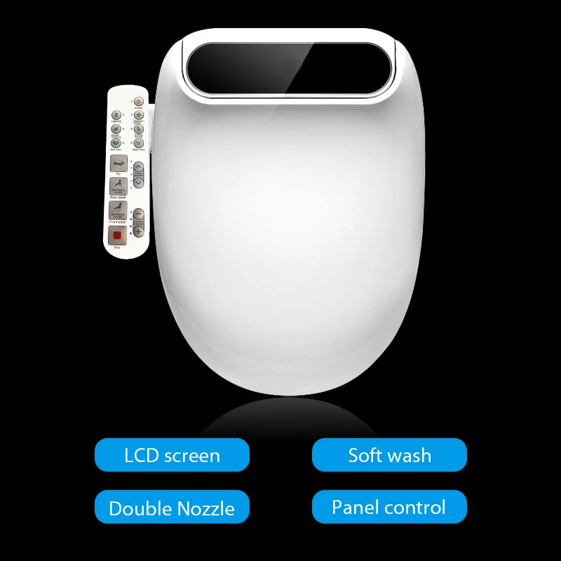 Model with panel Ecofresh Smart toilet seat Elongate Electric Bidet cover heat led light wash dry massage man woman child oldman - Цвет: Model with panel