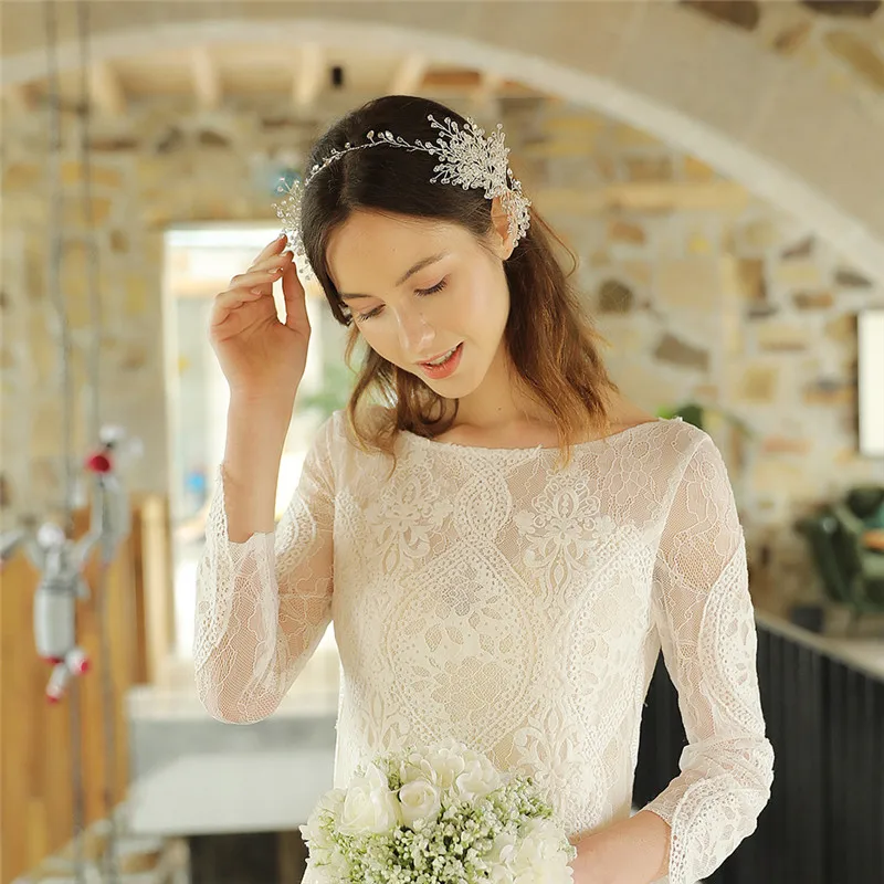 Fashion Crystal Bridal Hair Crown Handmade Silver Color Wedding Jewelry Hair Piece Women Prom Headband Accessories