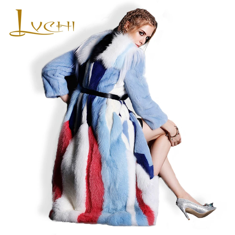 Норковое Пальто LVCHI 2019 новинка пальто из цельного натурального меха женские