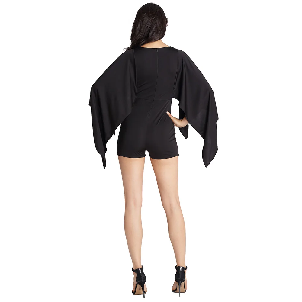 Летний комбинезон Для женщин короткий пикантные однотонные V-вырезом плащ