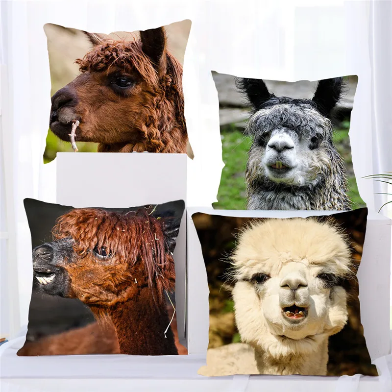 Чехол для подушки Fuwatacchi Animal Alpaca травяная грязевая подушка с лошадью тропический
