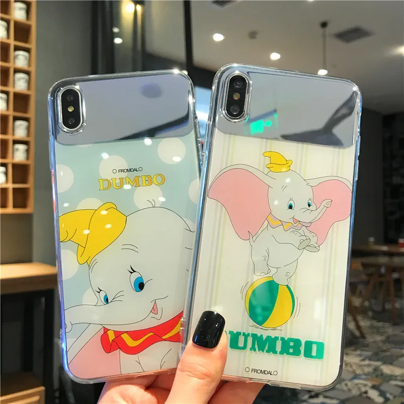 laser white Dumbo mirror face super personality case for iphone 6 7 8 Plus X XR XS MAS phone cases |