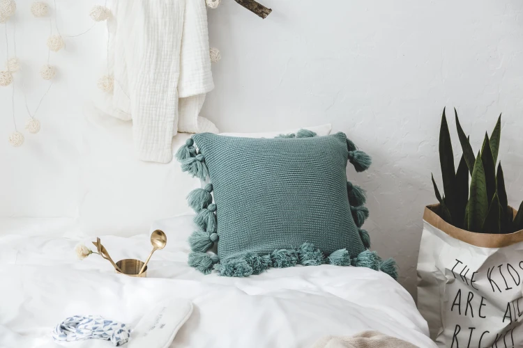 Cotton Knit Pillow Cover Solid Color Fringed Side Pillow Princess Home Decor Cushion Cover Cojines Decorativos Para Sofa