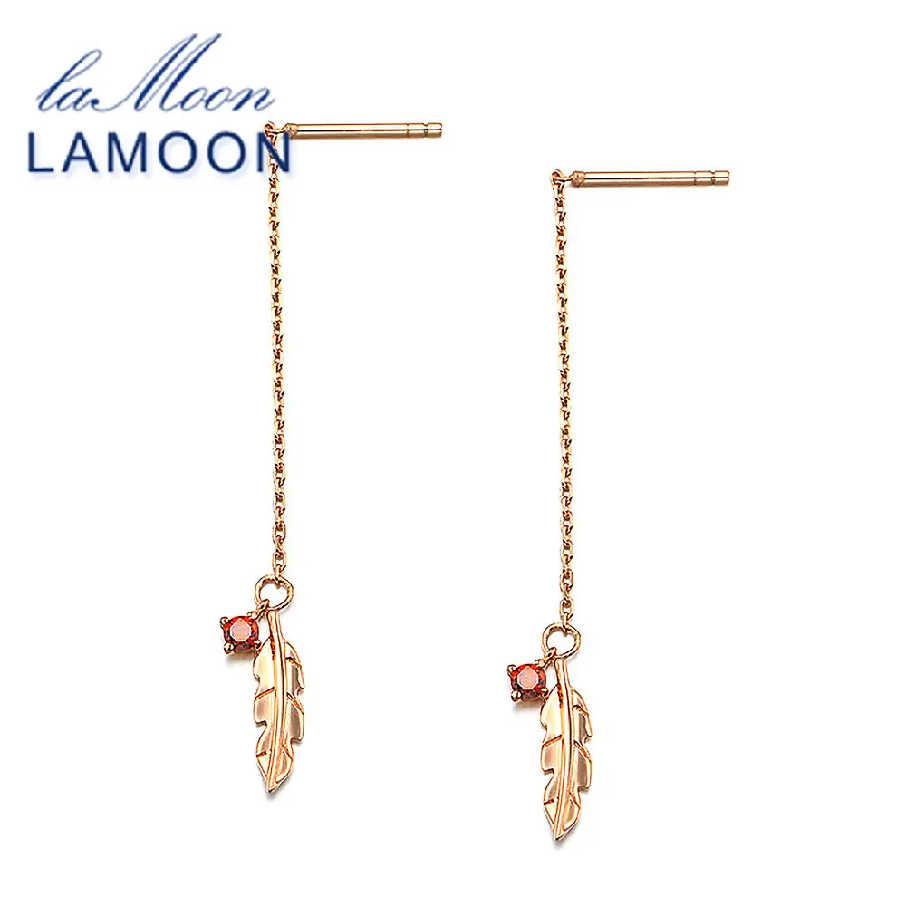 Ламон 100% натуральный красный гранат Винтажный стиль капля перо Ушная линия для