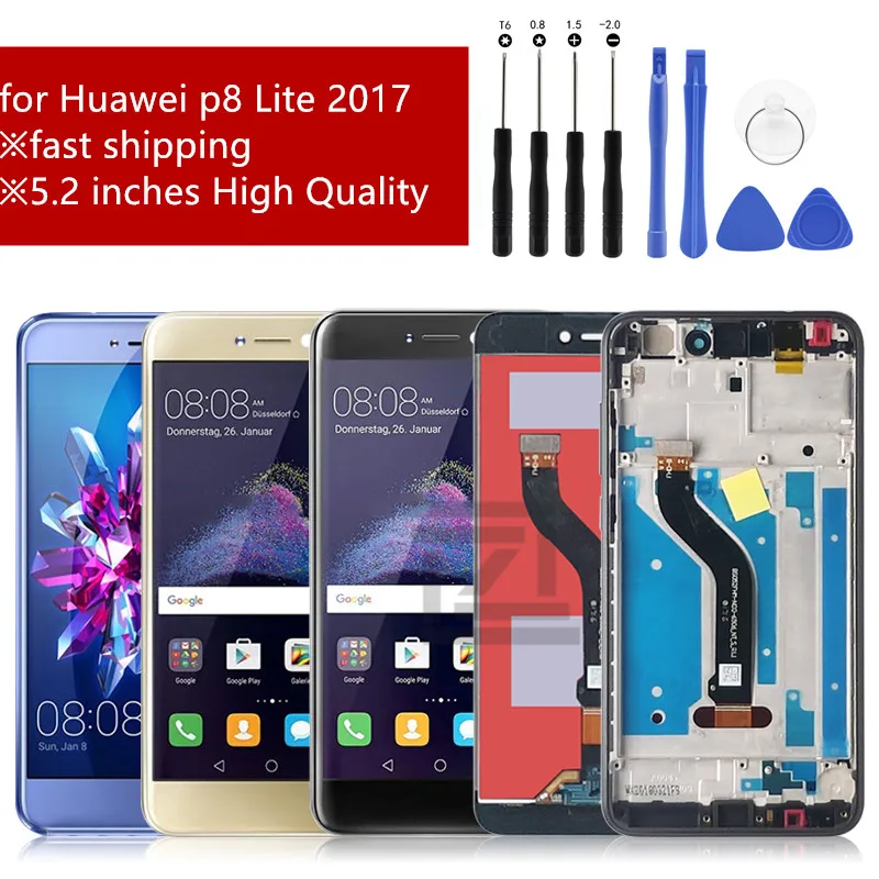Для Huawei P8 Lite 2017 ЖК дисплей кодирующий преобразователь сенсорного экрана в сборе с