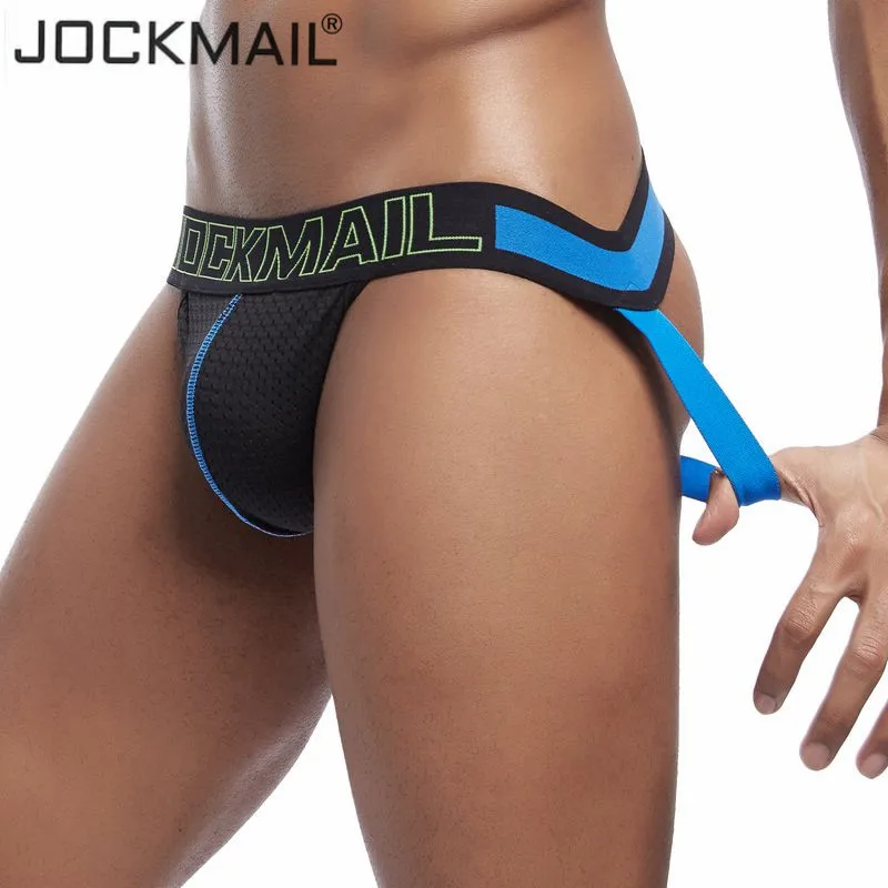 

Brand Sexy Men Underwear penis pouch Jockstrap Mesh Breathable cueca Gay Underwear tanga hombre open crotch Thongs G-strings