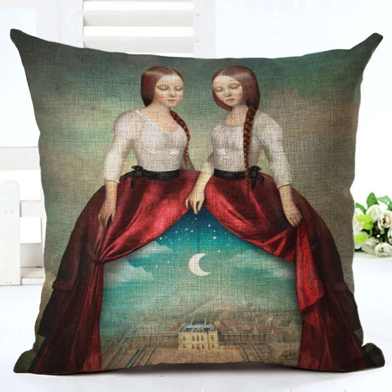 Новое поступление Классический чехол для подушки с принтом иллюстрации льняная
