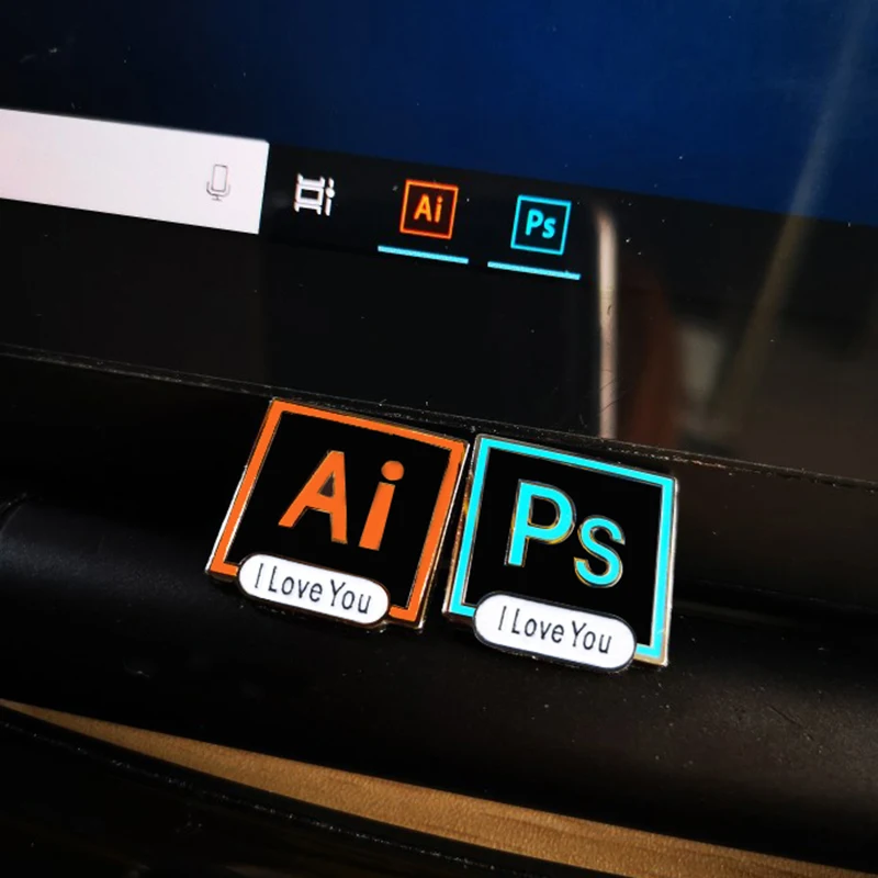 PS I LOVE YOU эмали штырь смешной фильм AI Photoshop иконы броши с пряжкой джинсовая рубашка