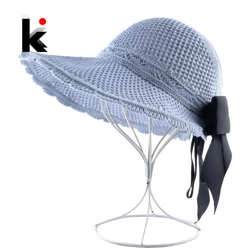 Шляпа от солнца для женщин Лето Элегантный Бант узел кепки с прямым козырьком
