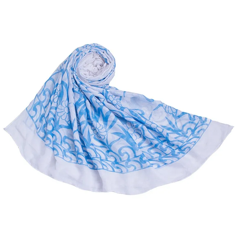 

2019 Fashionable Lightweight Floral Print Polyester Women Scarfs Ladies Long Scarves And Shawl beach Scarf SIZE:180*110