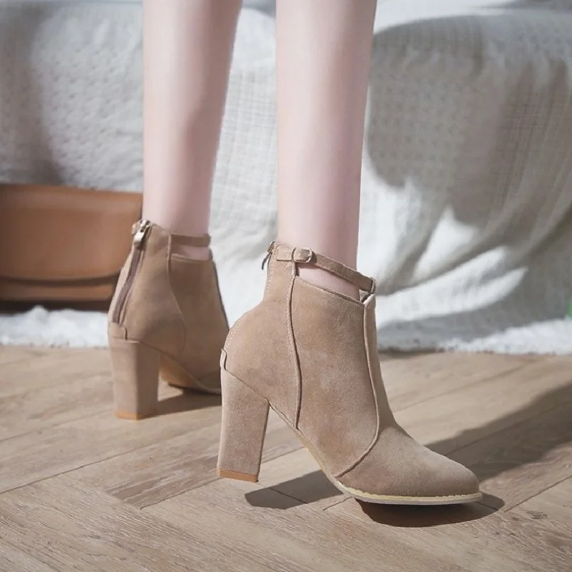 Cresfimix botas femininas женские модные ботинки martin бежевого цвета размера плюс стильные