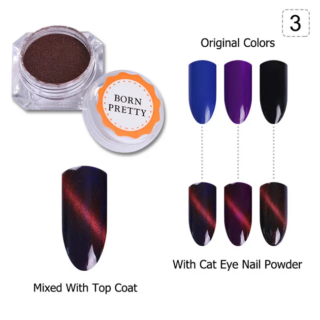 Color 3 1 г 1,2 г порошок для ногтей кошачий глаз Блестящий Магнитный великолепный хромированный пылезащитный пигмент магнит маникюрный художественный аксессуар для украшения - Цвет: Color 3