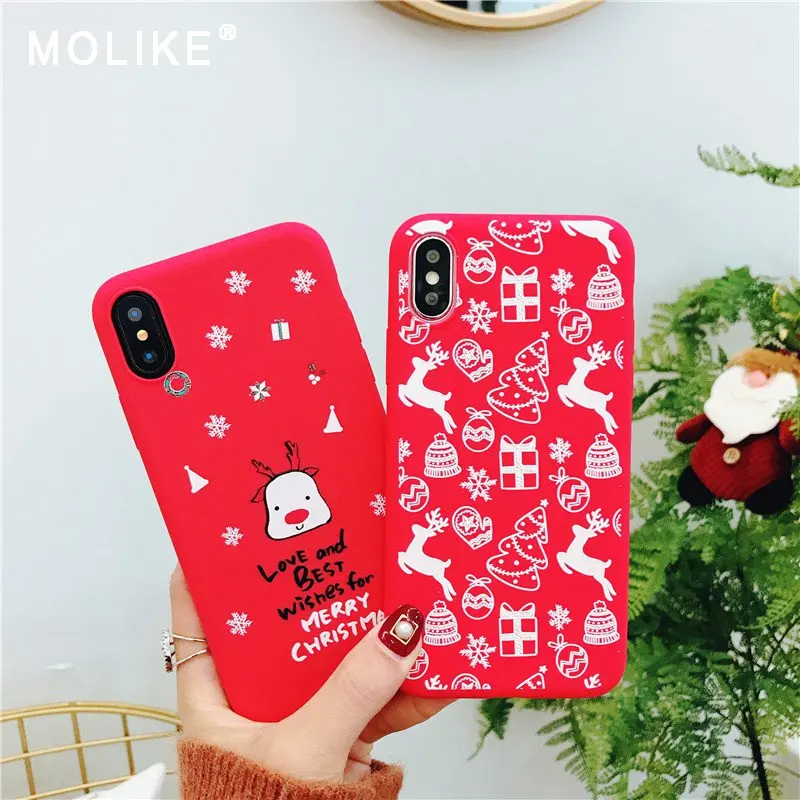 MOLIKE Phone Case For iPhone 6 S 6s 7 8 Plus X XR XS Max Cute Cartoon Christmas Soft TPU 5 5S SE Cover Coque |