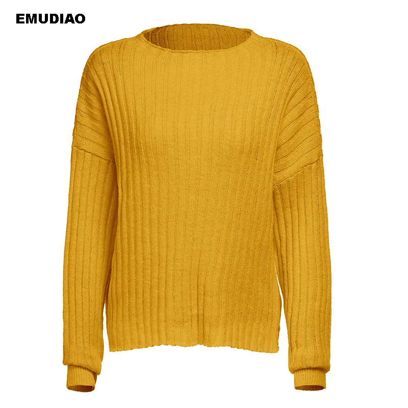 Повседневный вязаный свитер для женщин на зиму осень 2019 однотонный пуловер с