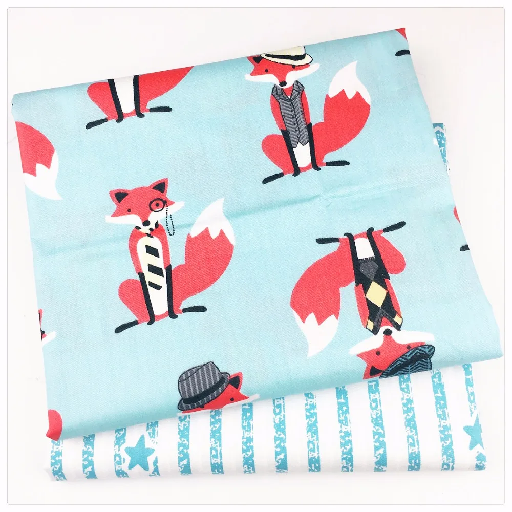 Хлопчатобумажная ткань для шитья с синей лисой рукоделия|cotton fabric|cloth fabricdiy patchwork |