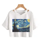 Новинка Harajuku Эстетическая футболка Van Gogh Автопортрет волнистый принт короткий рукав топы футболки Модная смешная Spoof повседневная короткая рубашка