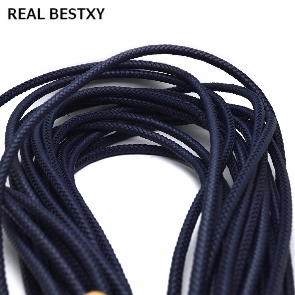 Настоящий BESTXY, 1 м/лот, кожаный шнур, круглая веревка, шнур для ожерелья, браслета, ювелирный шнур диаметром 6 мм, кожаная веревка для браслетов