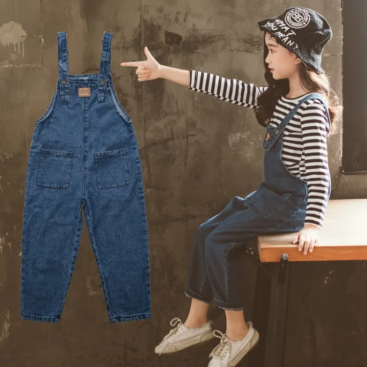 Подростков джинсы для девочек Повседневное Демисезонный ковбойские комбинезоны