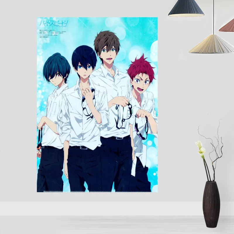 

Modern Picture Free Swim Club Poster Paintings For Living Room Wall Art Silk Fabric Cloth Decoration Poster For Children Gift