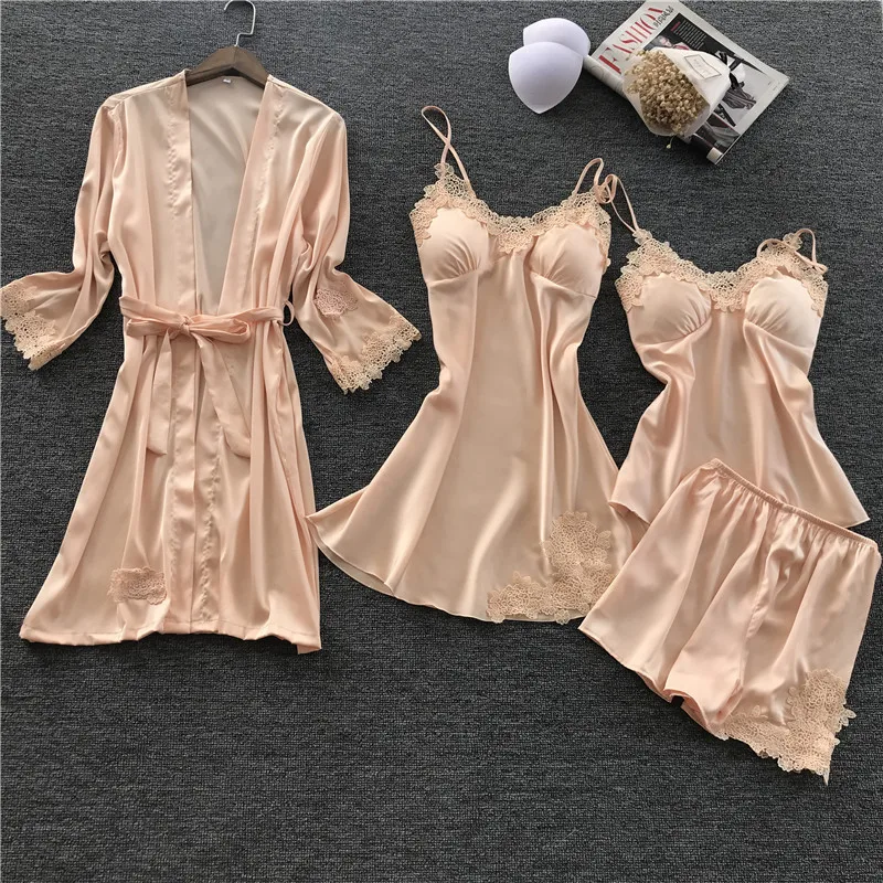 MECHCITIZ/2018 женский халат из четырех частей + ночная рубашка короткие топы штаны