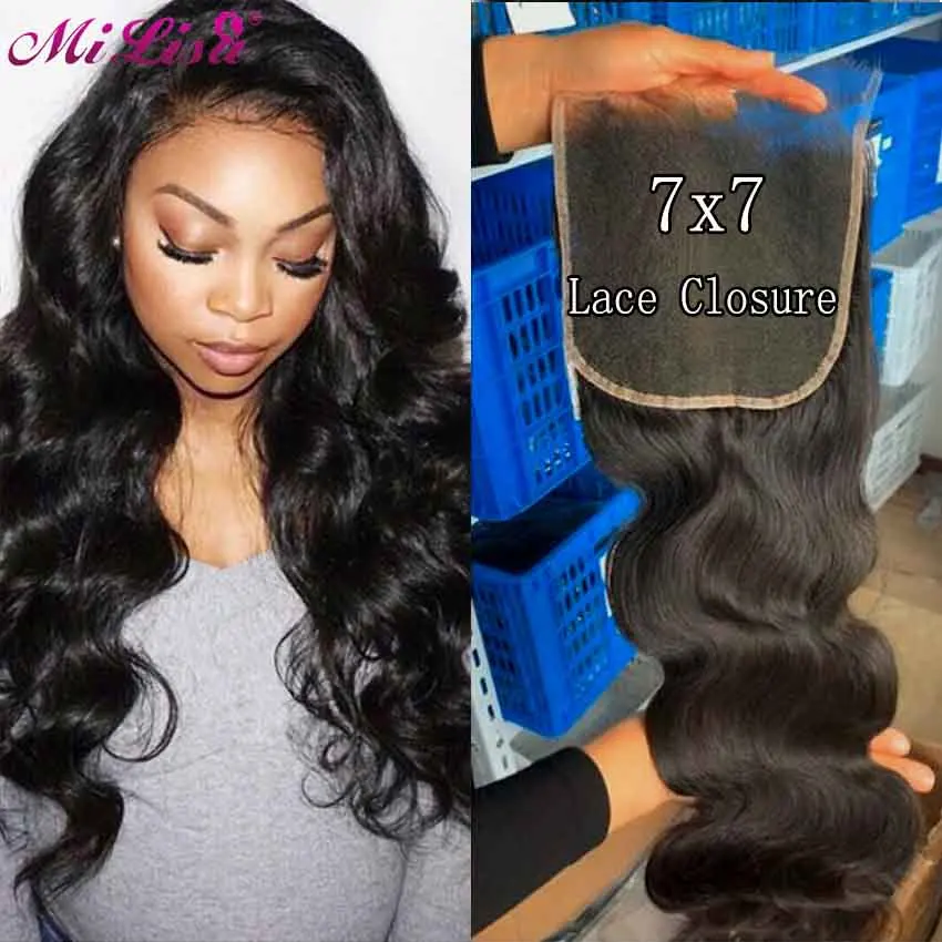 Объемная волна 7x7 синтетическое закрытие шнурка Remy человеческие волосы закрытые