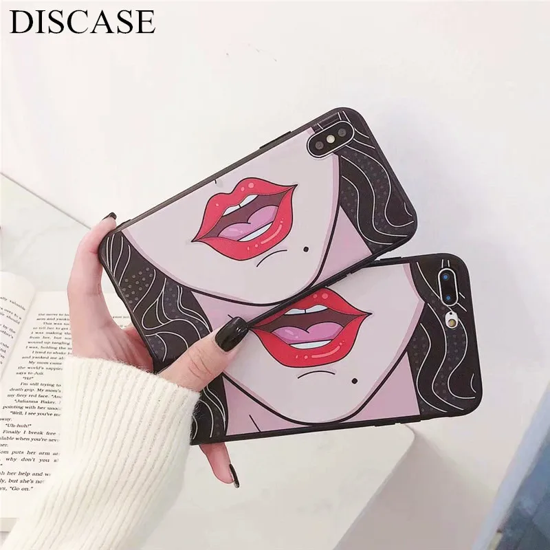 DISCASE Soft Shell все включено чехол для iphone XS XR MAX просто прекрасная сексуальные губы X 8 7