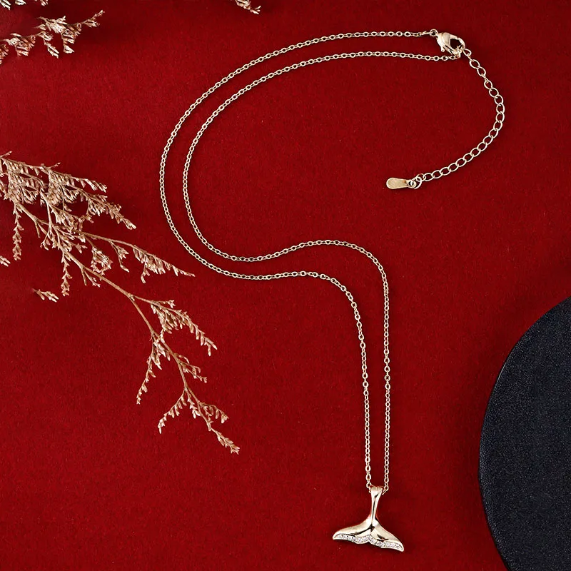 Fashion Creative Fishtail Pendant Necklace Retro Simple Whale Tail Dolphin Lady Charm Beach Accessories | Украшения и аксессуары