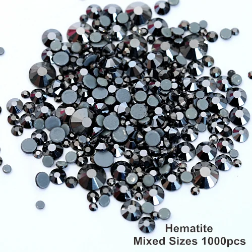 Hematite Высокое качество стразы исправление стразы SS6-SS30 смешанные размеры Горячая фиксация стразы железо на камнях 1000 шт./лот украшения для одежды F0050 - Цвет: Hematite