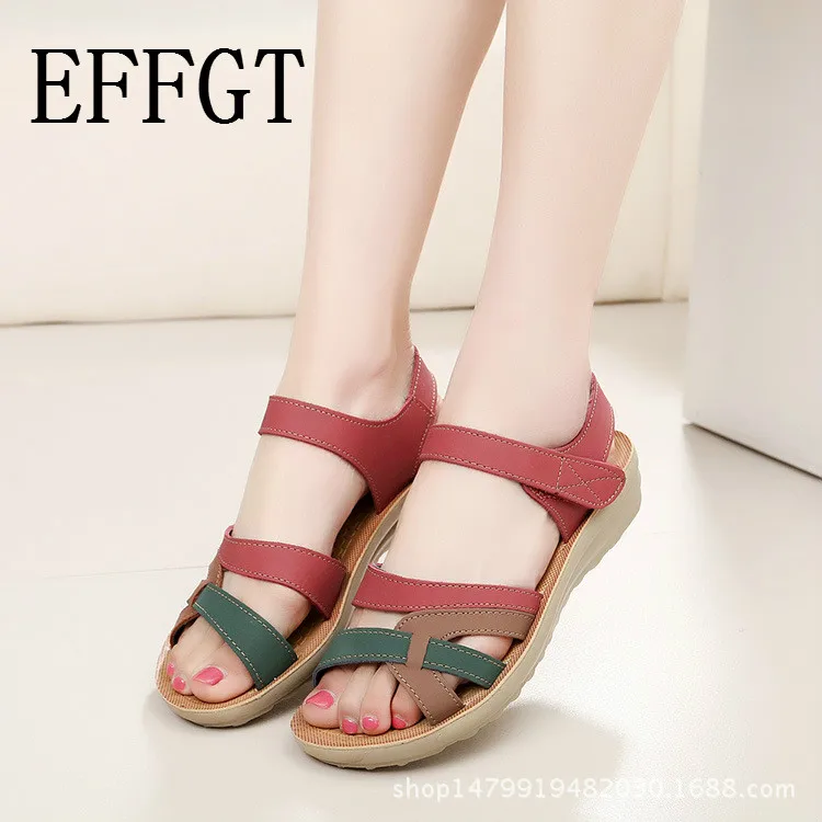 EFFGT Модные женские сандалии на танкетке разноцветная повседневная обувь летняя