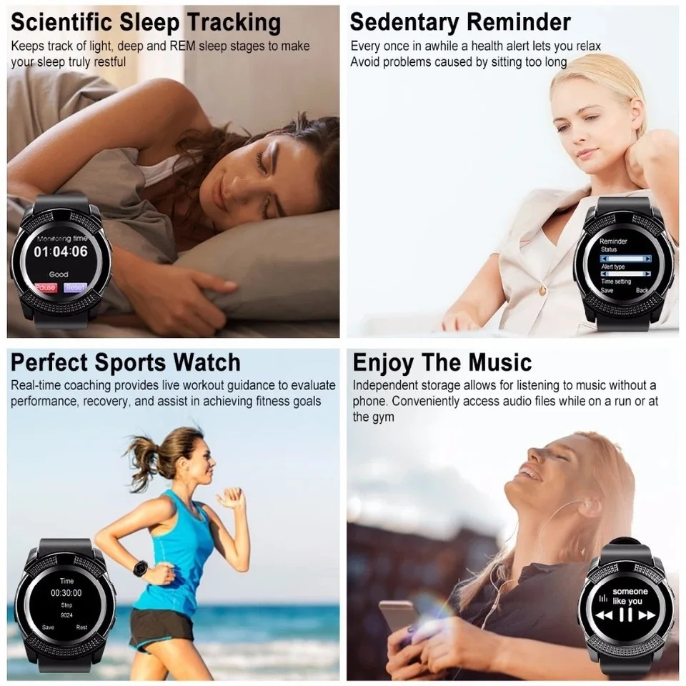 V8 Смарт часы мужские Bluetooth спортивные женские Rel gio Smartwatch с камерой слот для sim