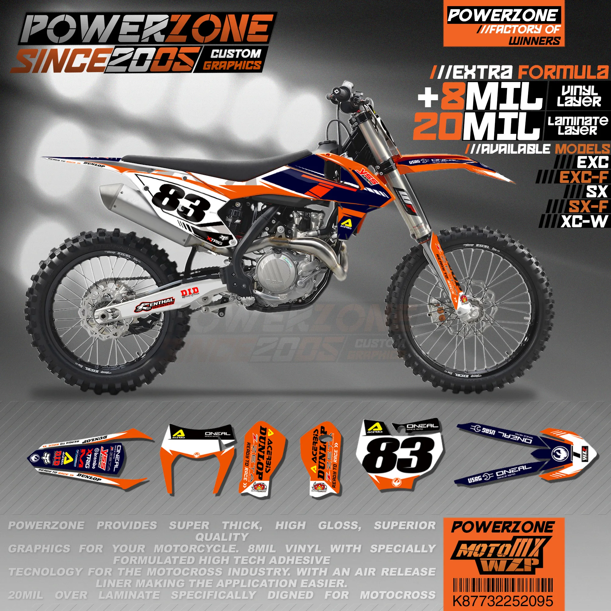 Персонализированные графические фоны PowerZone Team наклейки 3M Набор наклеек для KTM SX SXF