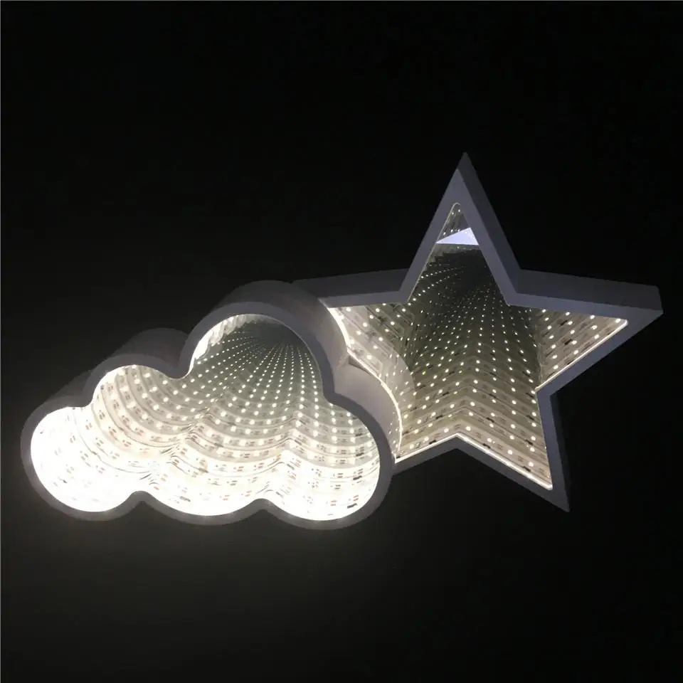 Cloud and Star Прямая поставка креативный неограниченный туннельный эффект светодиодный ночник Единорог голова сердце облако звезда форма зеркало на батарейках Ночная лампа - Испускаемый цвет: Cloud and Star