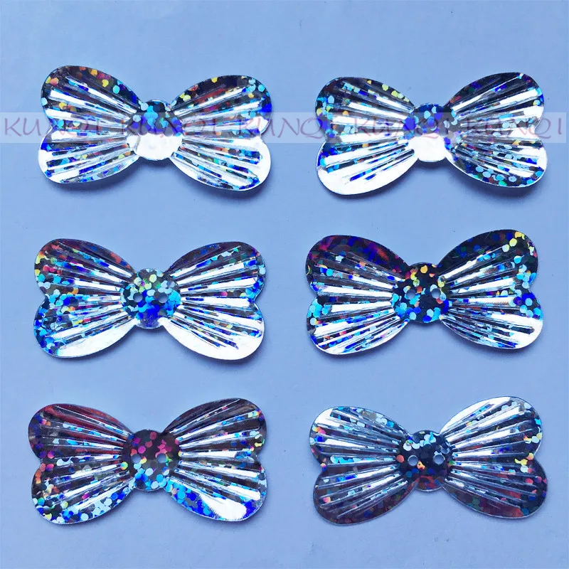 

150pcs/260pcs 18*35mm Bowknot Loose Sequins Beautiful Crafts for Sewing/Webbing ,Shoes,Hat Diy Accessory Kids DIY Laser Silver
