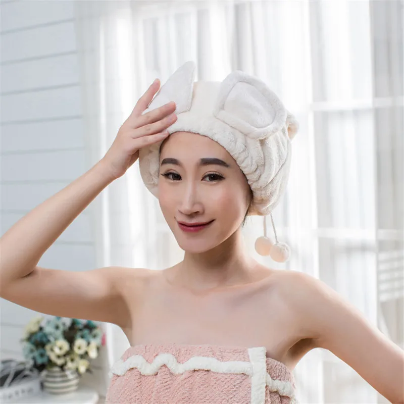 Panda/Big Ear Cute Girl Hair Dry Hat Towel Shower Cap Strong Absorbing Drying Superfine Fiber Ultra-Soft | Дом и сад