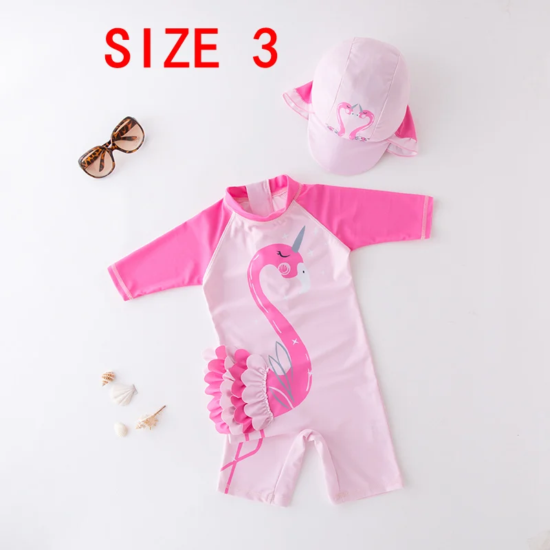 SIZE 3 Купальник для девочки г. Летний милый мультяшный Фламинго купальный костюм детский купальник цельная детская пляжная одежда для девочек от 1 до 6 лет - Цвет: SIZE 3