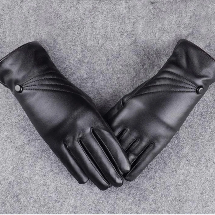 Женские перчатки 2017 модные зимние супер теплые женские кожаные кашемировые