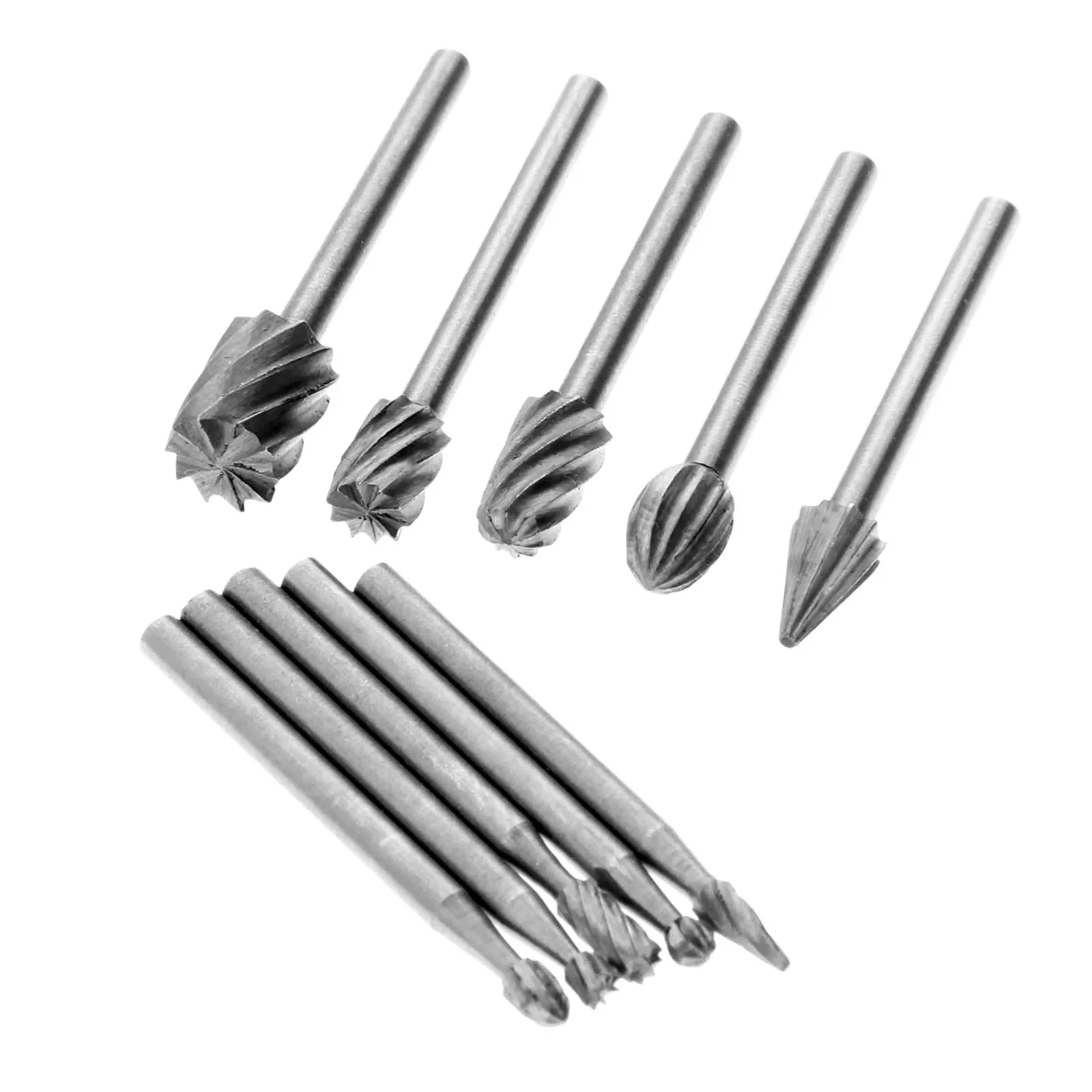 10-Piece 1/8 HSS Routing Router Drill Bits Set for Dremel Carbide Rotary Burrs - Wood, Stone, Metal Root Carving Milling Cutter Tools image 5