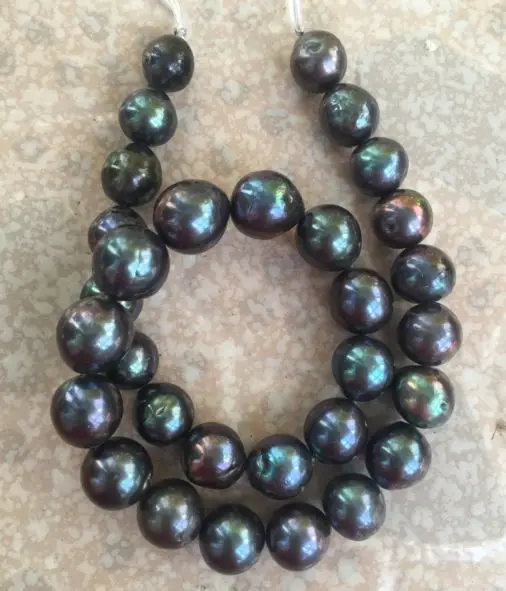 Женское ожерелье с барочным черным и зеленым жемчугом 12-13 мм 18 дюймов 925s - купить
