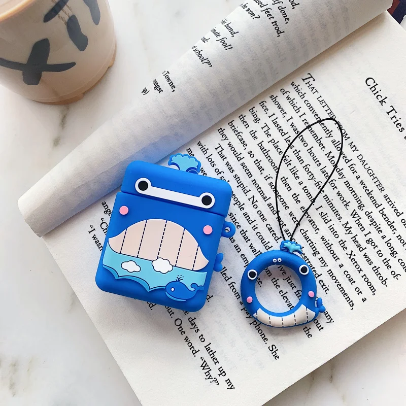 Для AirPods чехол 3D Милые Мультяшные аксессуары чехол для наушников s для Apple Airpods 2 Защитная крышка с кольцом на палец подвесное украшение