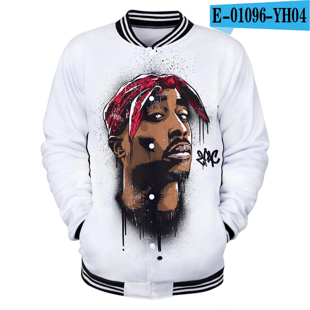 one 2Pac крутая мужская бейсбольная куртка Весенняя мода тонкий 3D принт с длинным рукавом Бомбер куртка Jaquetas мужские брендовые университетские куртки - Цвет: one