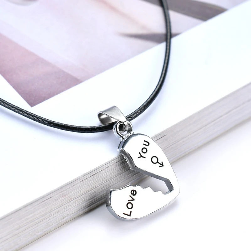 2 шт./партия Кулон на цепочке для влюбленной пары Love Heart Puzzle Matching for Lovers Memorial Day Подарочный замок и брелок ожерелье