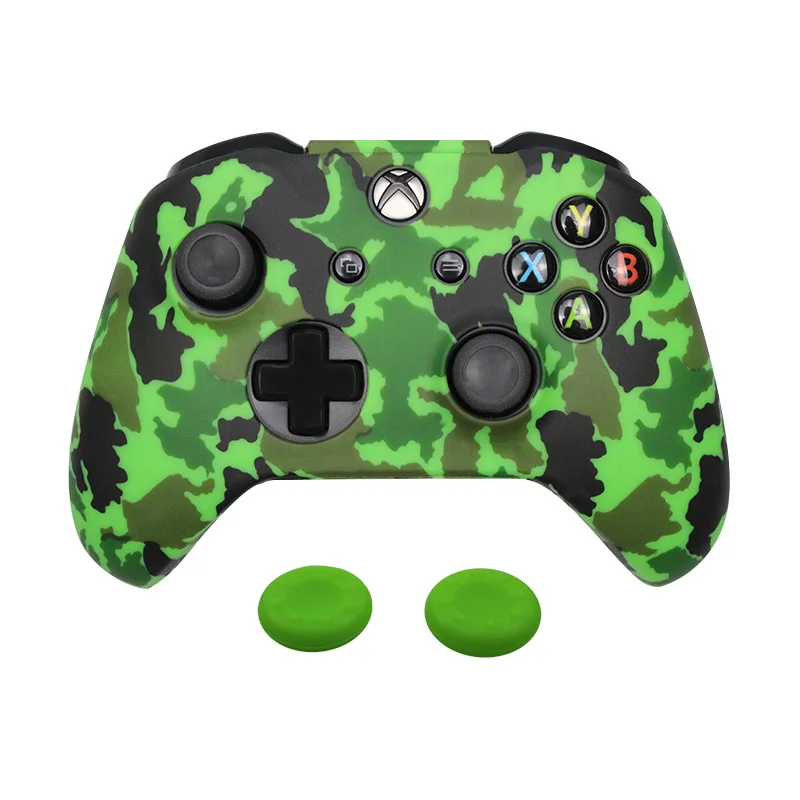 Camo Green Силиконовый защитный чехол для XBox One тонкий контроллер протектор Камуфляжный защитный чехол для джойстика с 2 бесплатными крышками - Цвет: Camo Green