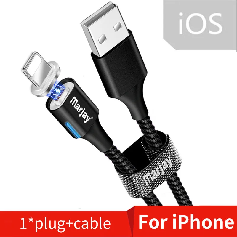 Black IOS Cable MArjay 2 м Магнитный кабель Micro Usb type C супер быстрая зарядка телефона Usb C QC3.0 зарядное устройство для IPhone Xiaomi huawei Android телефон - Цвет: Black IOS Cable