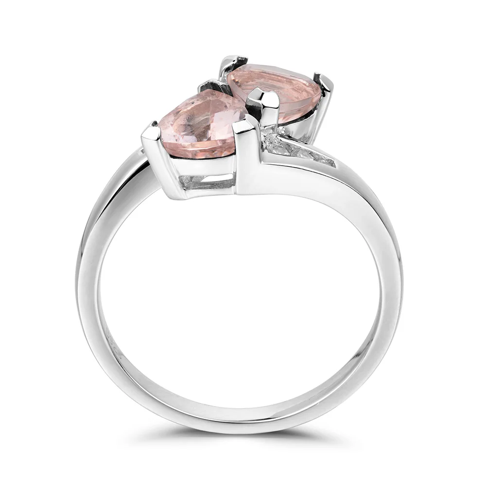 

Leige Jewelry Natural Pink Morganite Ring Engagement Ring Trillion Cut Pink Gemstone 925 Sterling Silver Ring Gifts for Women