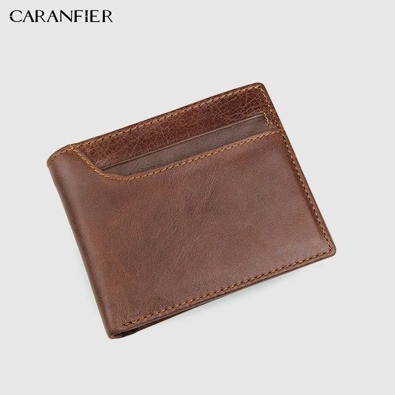 CARANFIER 100% Верхний слой из коровьей кожи мужские кошельки винтажный короткий