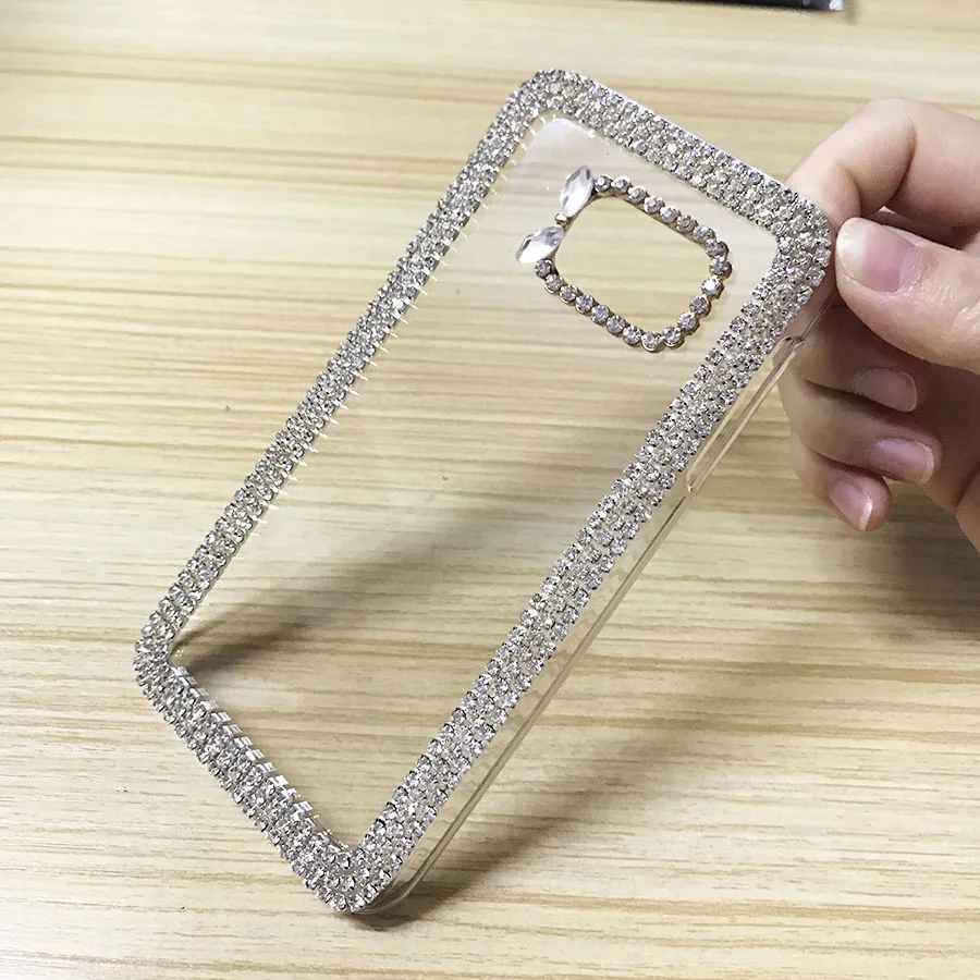 Чехол для Samsung Galaxy S6 edge Plus S7 блестящий 3D прозрачный жесткий пластиковый чехол с