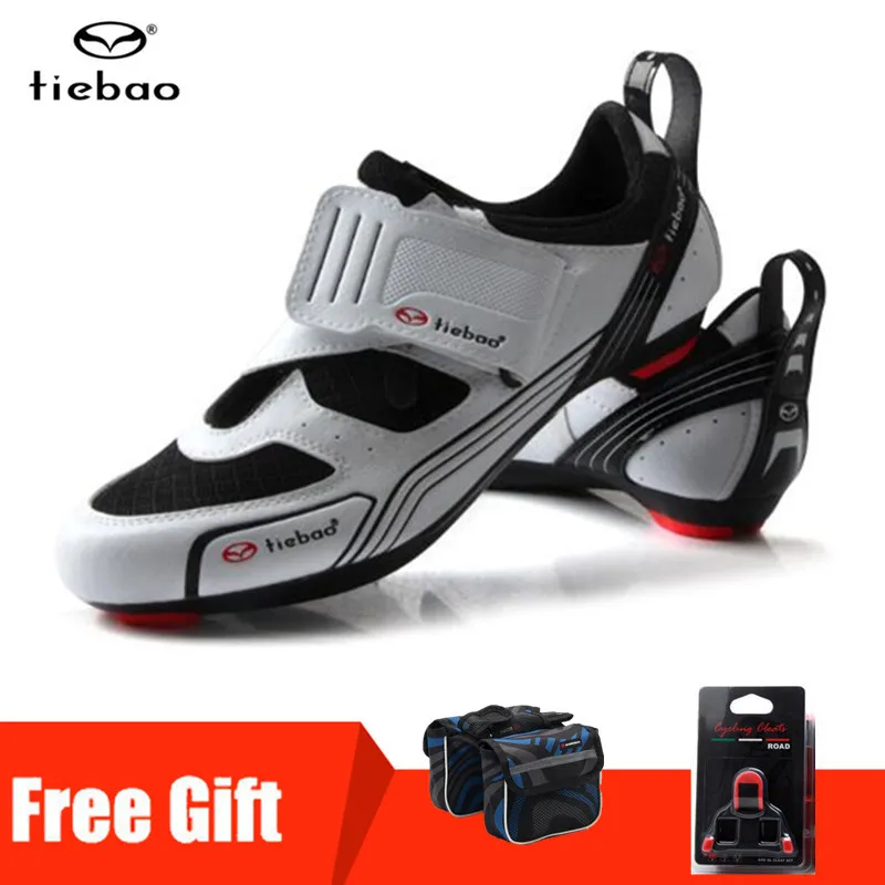 add gift Tiebao/Мужская обувь для шоссейного велосипеда, велосипедная обувь с нескользящей подошвой, комплект для езды на велосипеде, wo Мужская Спортивная обувь для триатлона, спортивная обувь, Zapatos bicicleta - Цвет: add gift