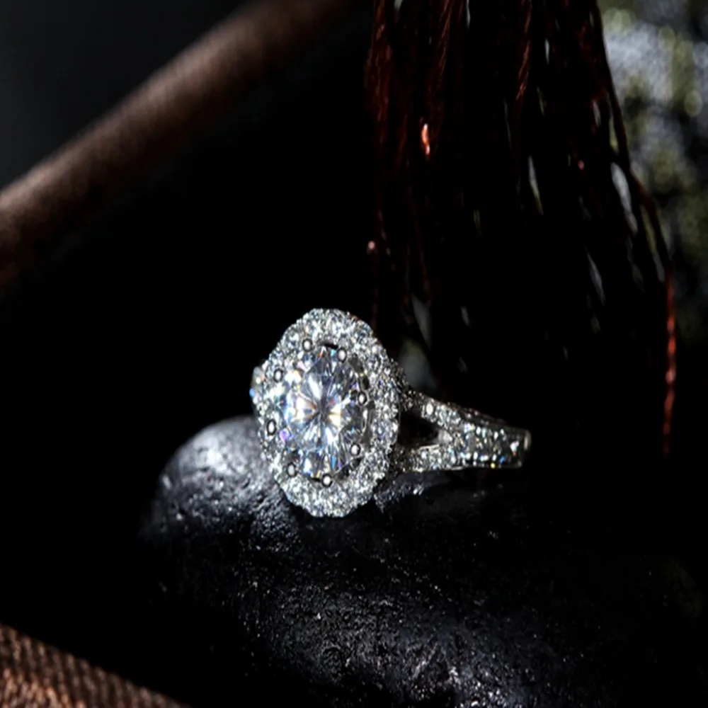 14 k белое золото 5ct карат муасаниты кольцо Роскошная Группа Набор двойной цвет
