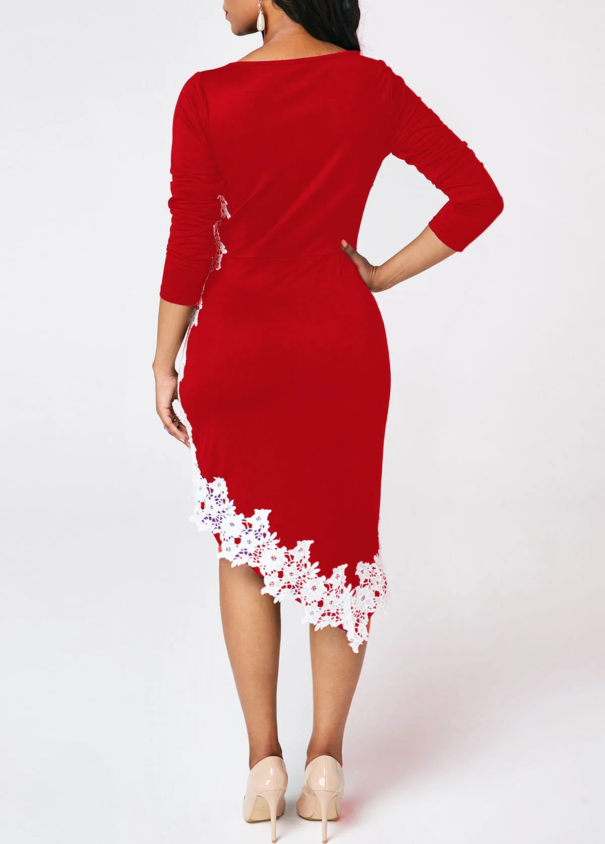 Женское платье карандаш с асимметричным подолом однотонное повседневное